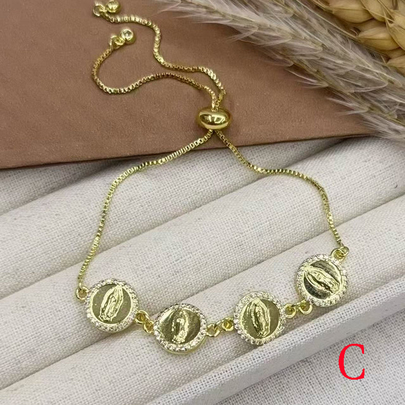 B Copper Diamond-encrusted Portrait Bracelet