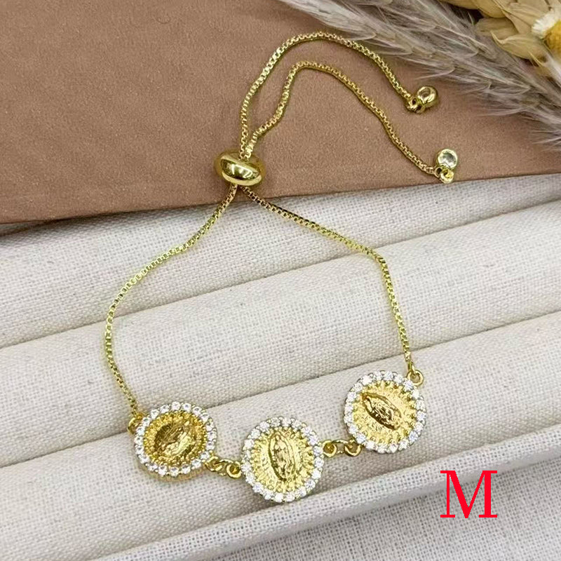 B Copper Diamond-encrusted Portrait Bracelet