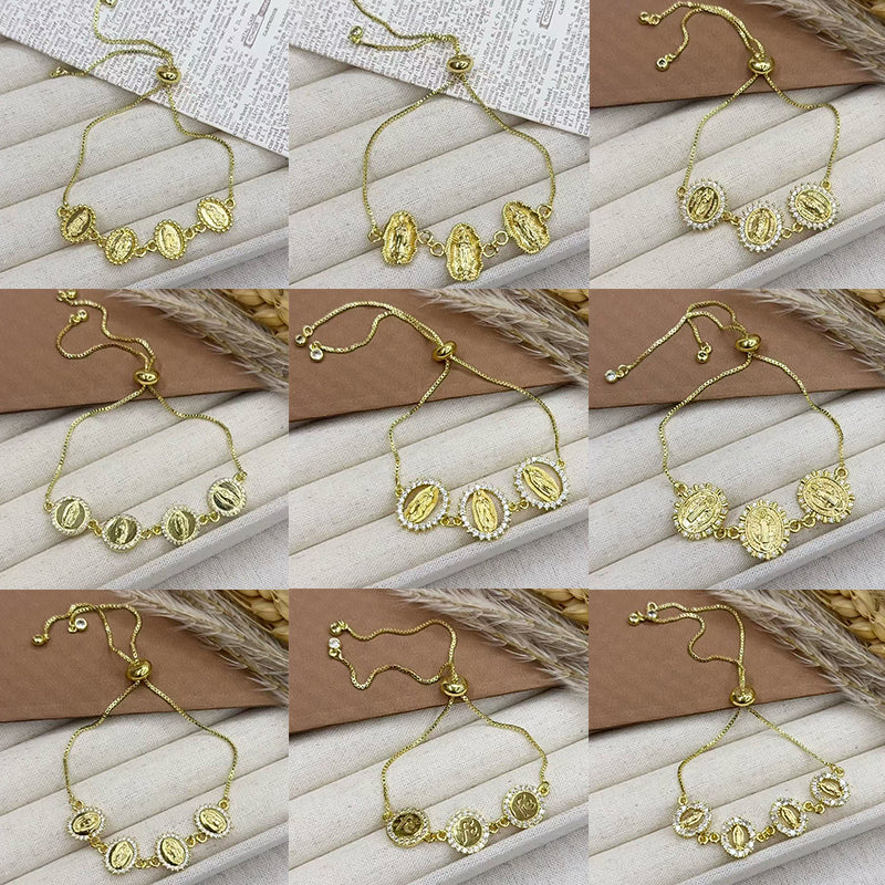 B Copper Diamond-encrusted Portrait Bracelet