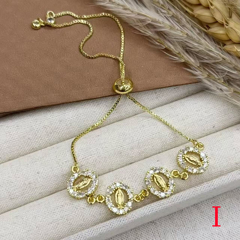 B Copper Diamond-encrusted Portrait Bracelet