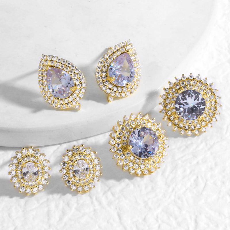 B Copper Oval Diamond Earrings