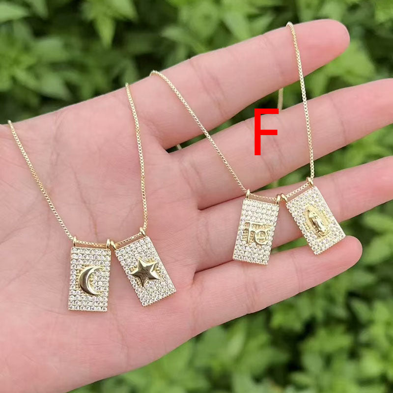 B Copper-gilt Square Necklace With Diamonds