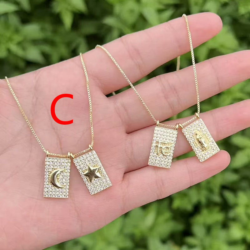 B Copper-gilt Square Necklace With Diamonds