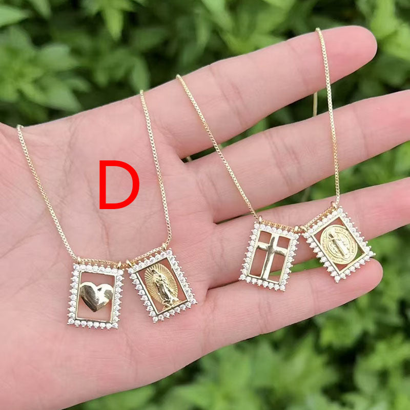 B Copper-gilt Square Necklace With Diamonds