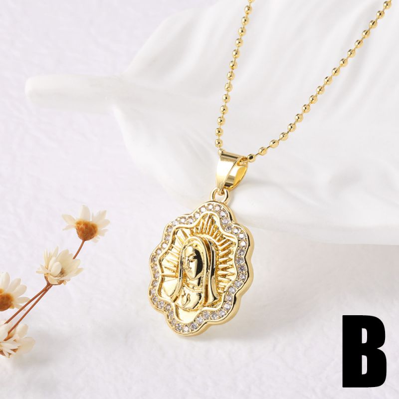 B Gold-plated Copper Necklace With Diamonds