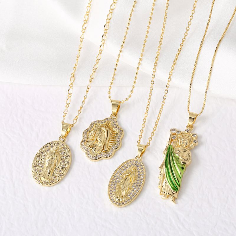 B Gold-plated Copper Necklace With Diamonds