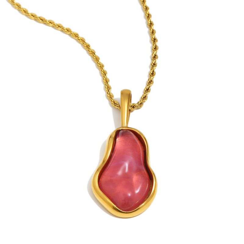 Baroque Pearl Pendant Necklace - Gold And Black Stainless Steel Irregular Necklace