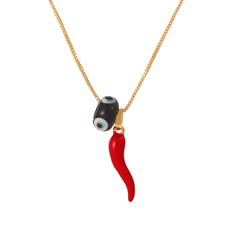 Black 2 Oil Dripping Chili Eye Necklace