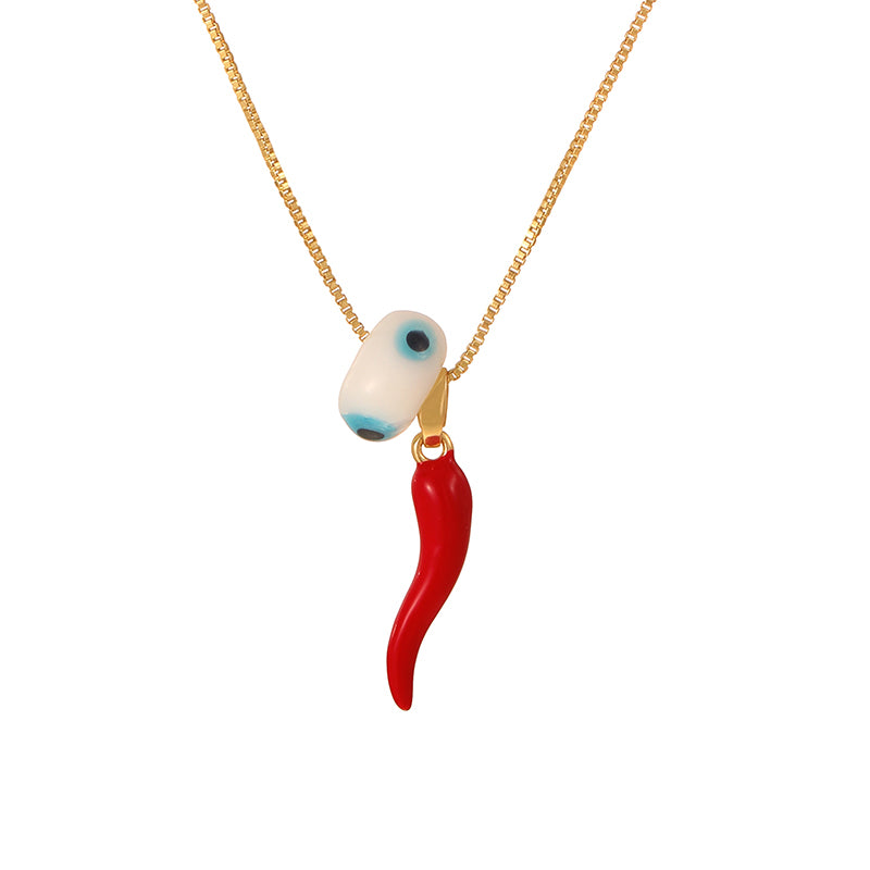 Black 2 Oil Dripping Chili Eye Necklace