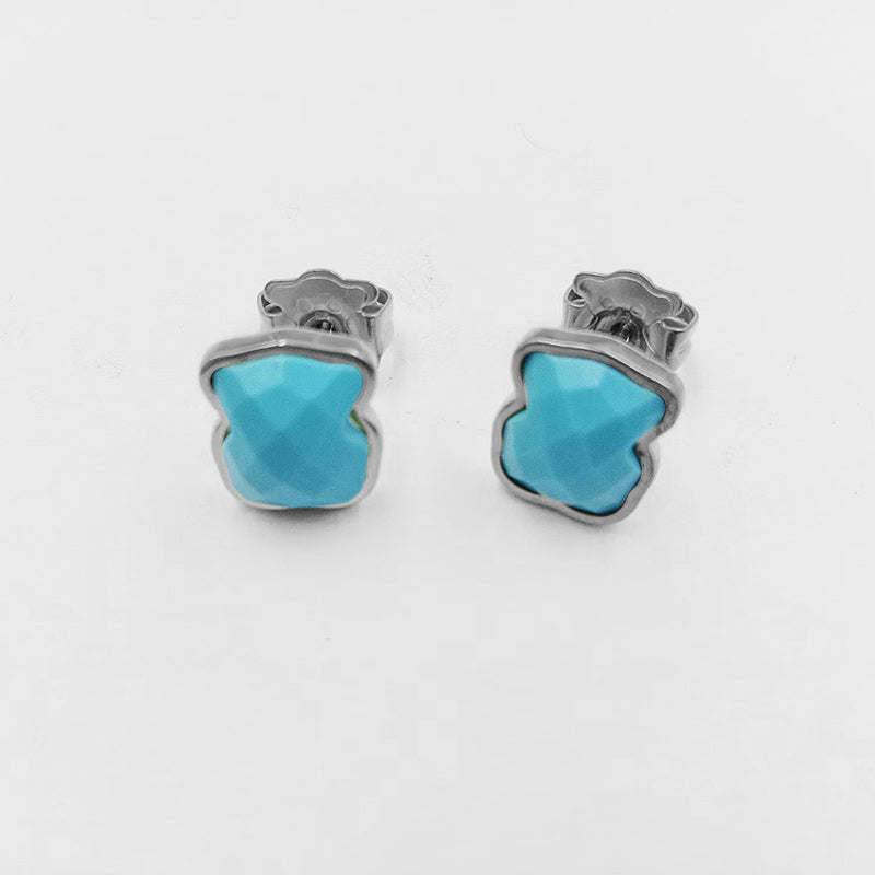 Black And Gold Titanium Steel Bear Earrings