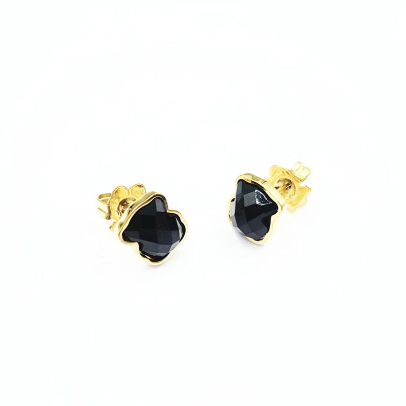 Black And Gold Titanium Steel Bear Earrings