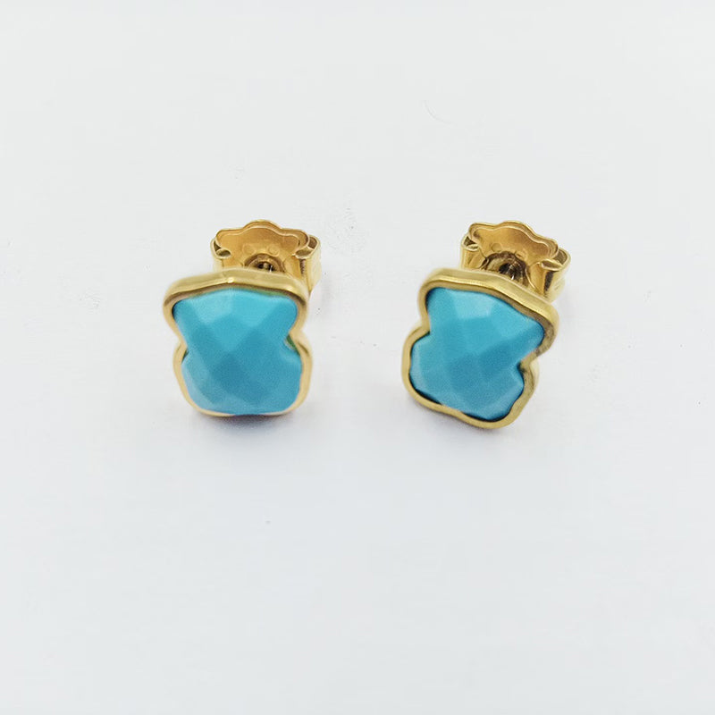 Black And Gold Titanium Steel Bear Earrings