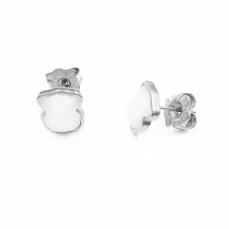 Black And Gold Titanium Steel Bear Earrings