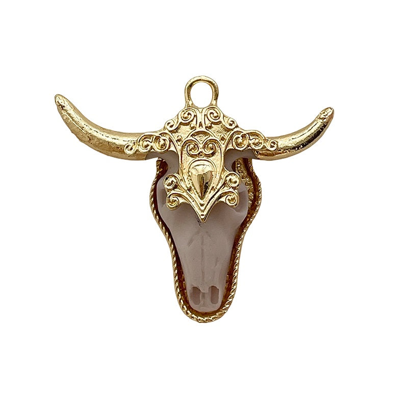 Black And White Alloy Resin Bull Head Accessories