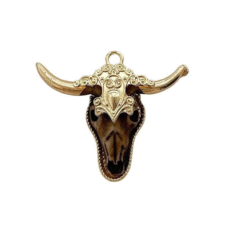Black And White Alloy Resin Bull Head Accessories