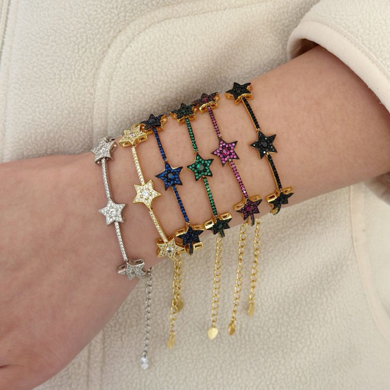 Black Copper Diamond Pentagram Bracelet