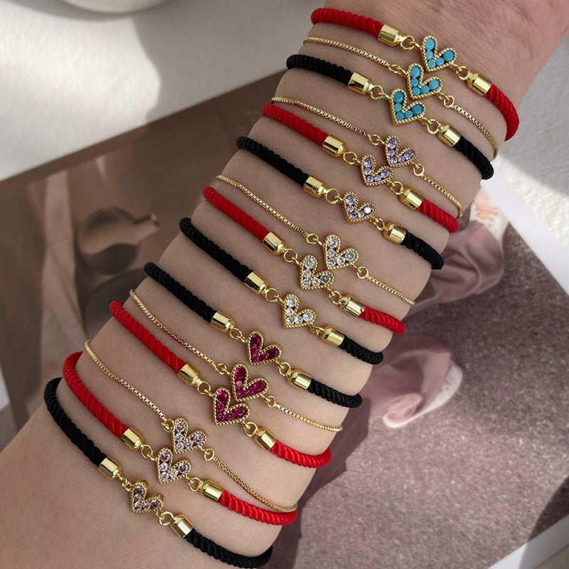 Black Copper Heart Necklace With Zircon