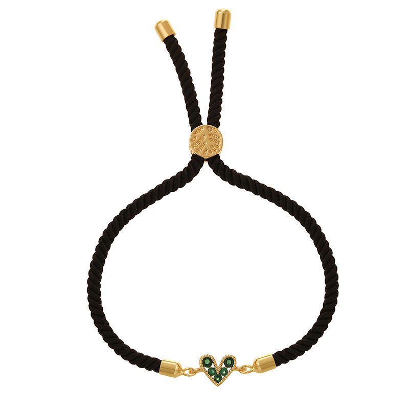 Black Copper Heart Necklace With Zircon