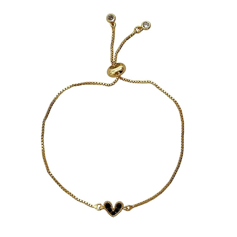 Black Copper Heart Necklace With Zircon