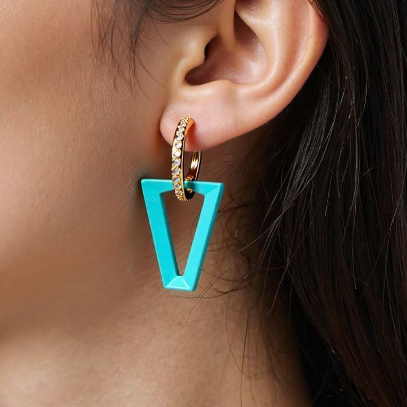 Black Copper Lacquered Inverted Triangle Earrings