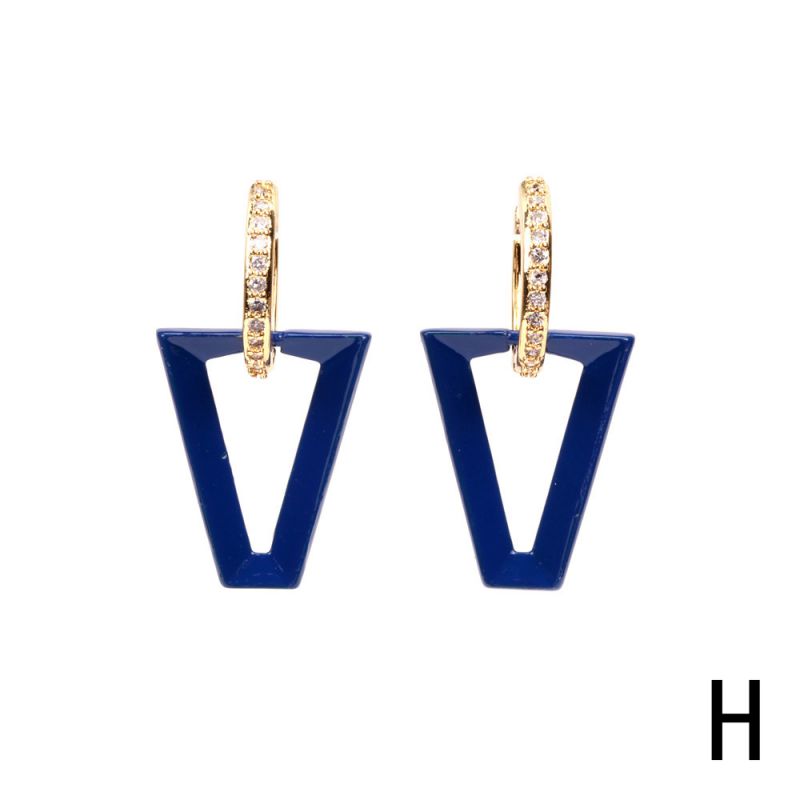 Black Copper Lacquered Inverted Triangle Earrings