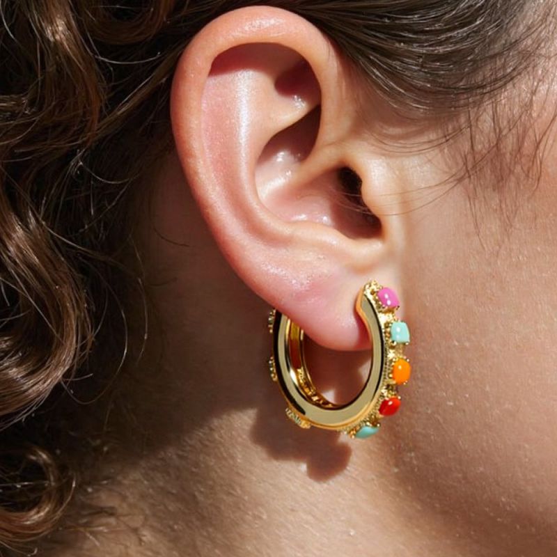 Black Copper Oil Drop Round Earrings