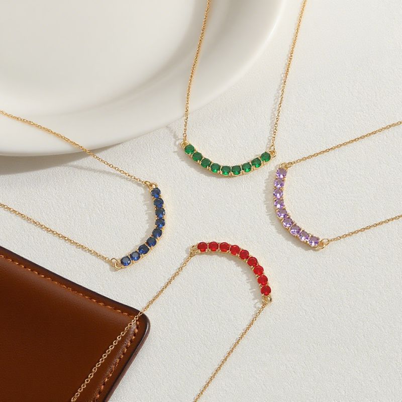 Black Diamond Necklace Gold Stainless Steel Diamond Necklace