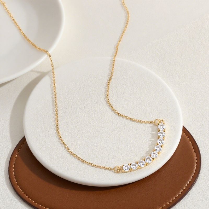 Black Diamond Necklace Gold Stainless Steel Diamond Necklace
