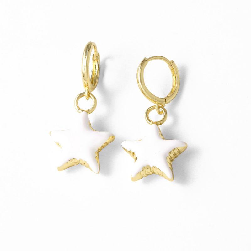 Black Gold-plated Copper Five-pointed Star Earrings