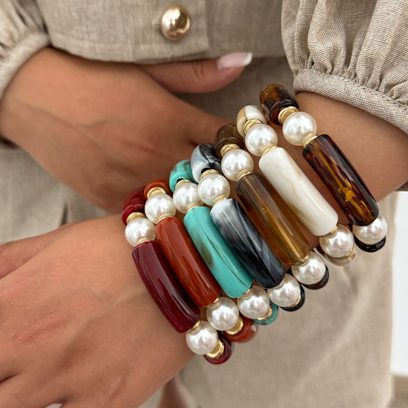 Black Resin Bamboo Curved Tube Bracelet