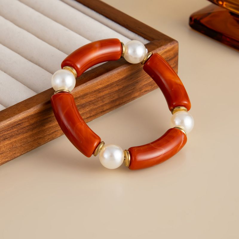 Black Resin Bamboo Curved Tube Bracelet