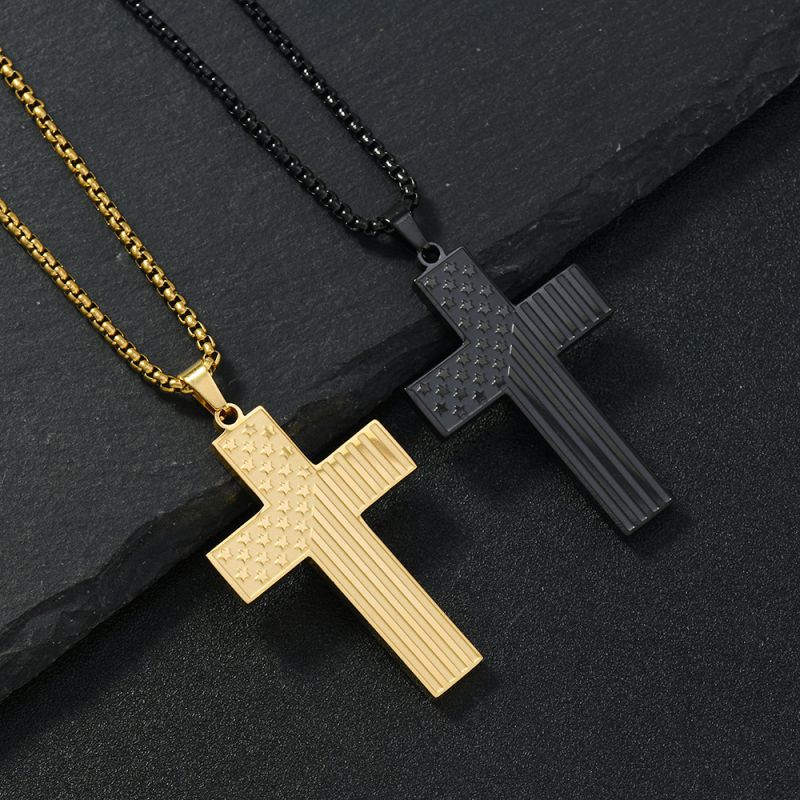 Black Stainless Steel Cross Necklace