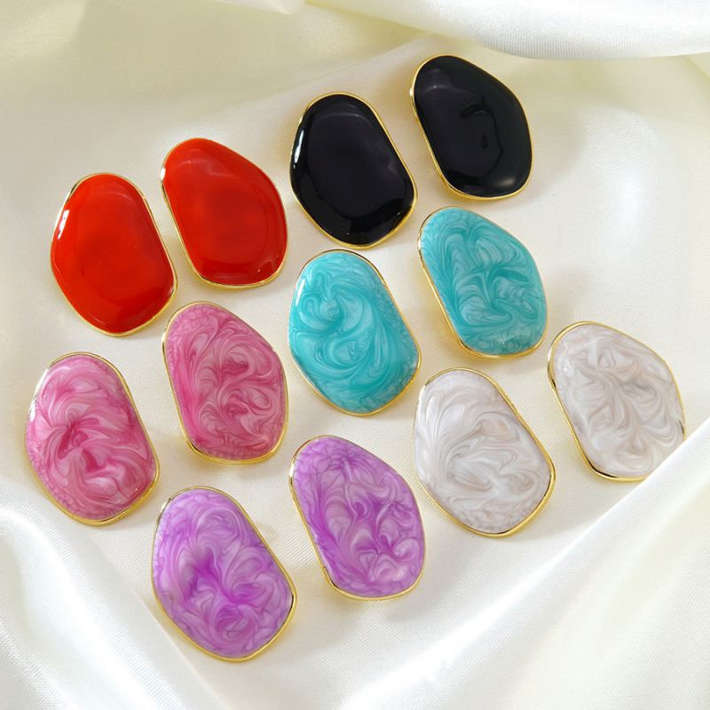 Black Stainless Steel Drip-patterned Irregular Earrings