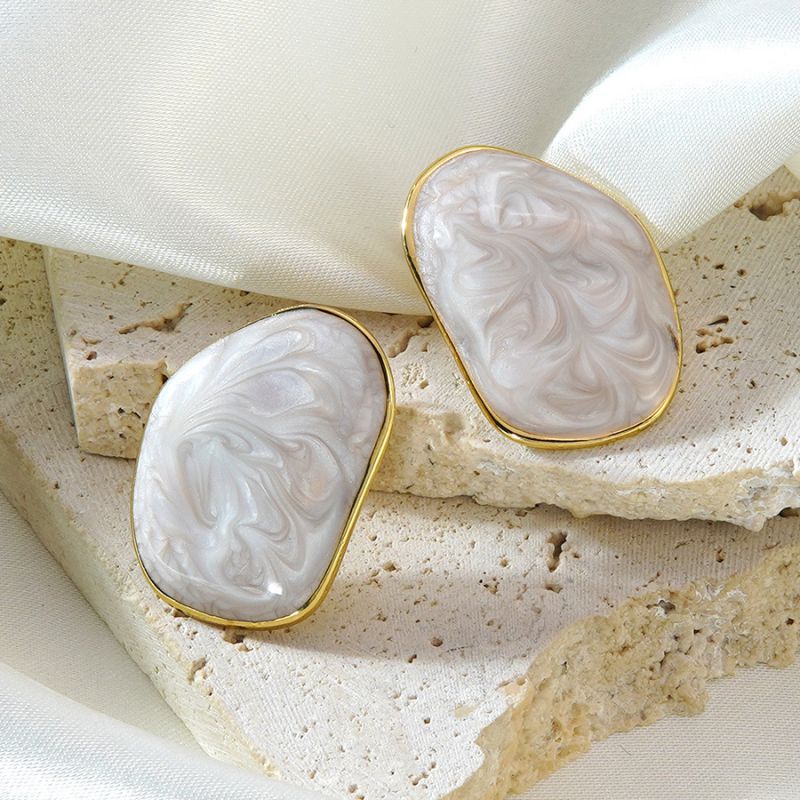 Black Stainless Steel Drip-patterned Irregular Earrings