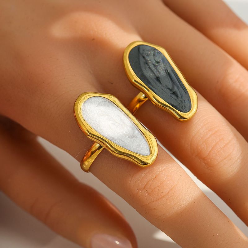 Black Stainless Steel Irregular Ring