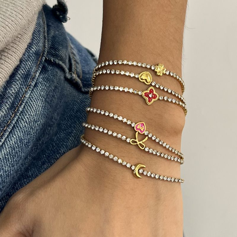 Bow Stainless Steel Rhinestone Bow Bracelet