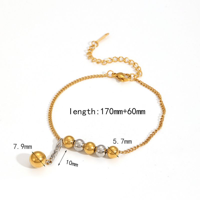 Bracelet 1# Stainless Steel Colorblock Beaded Bracelet