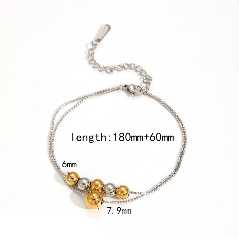 Bracelet 1# Stainless Steel Colorblock Beaded Bracelet