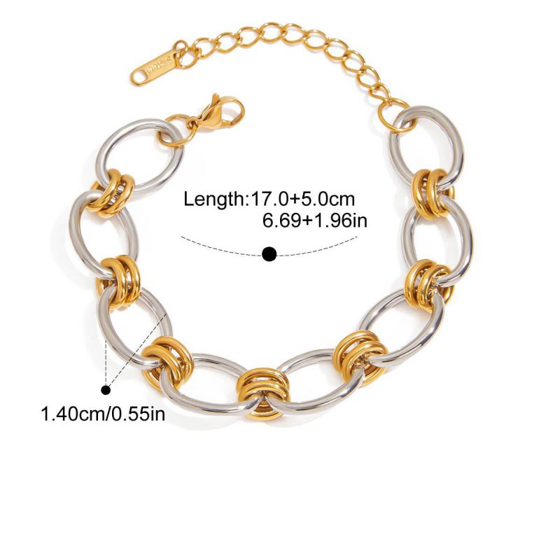 Bracelet 1# Stainless Steel Colorblock Chain Bracelet