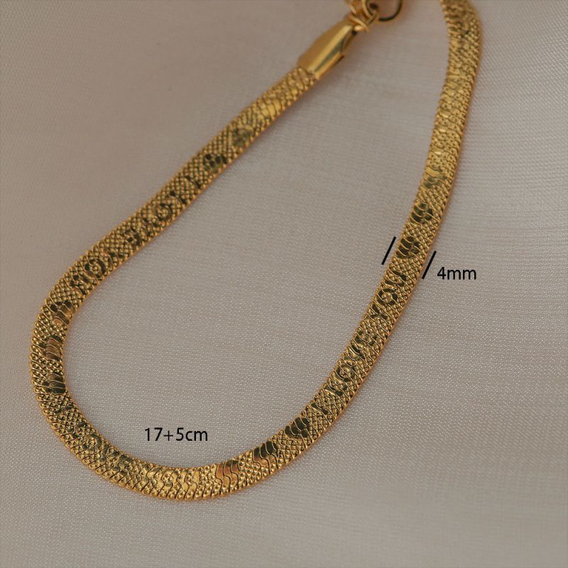 Bracelet 1# Stainless Steel Gold-plated Plain Chain Bracelet Set