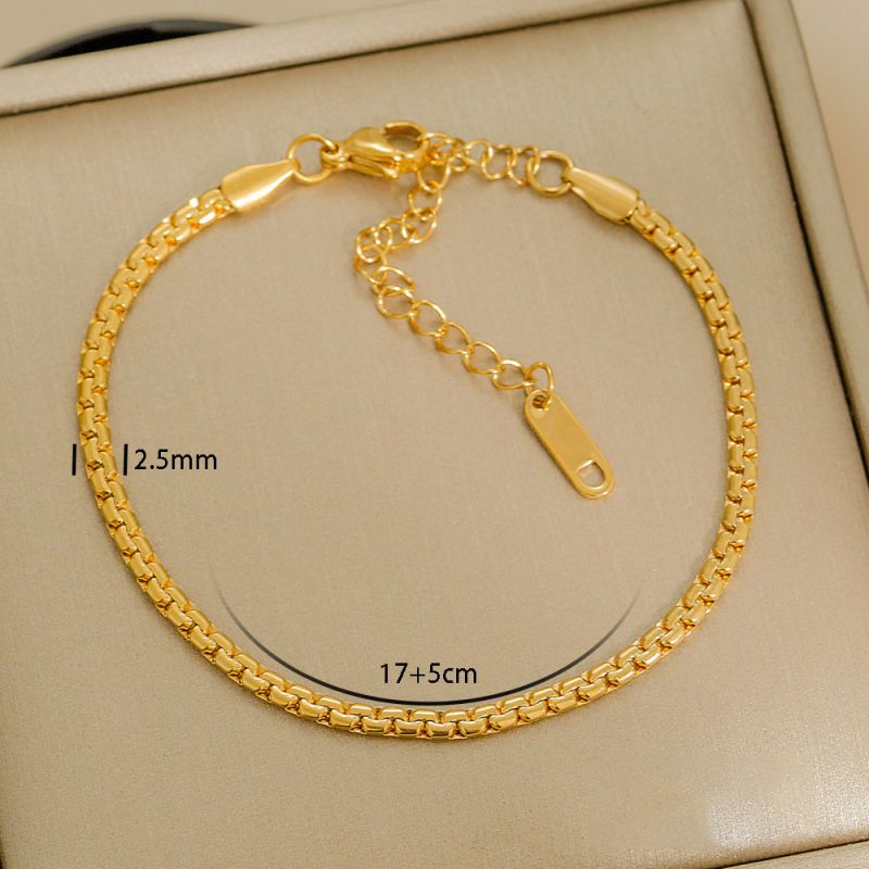 Bracelet 1# Stainless Steel Gold-plated Plain Chain Bracelet Set