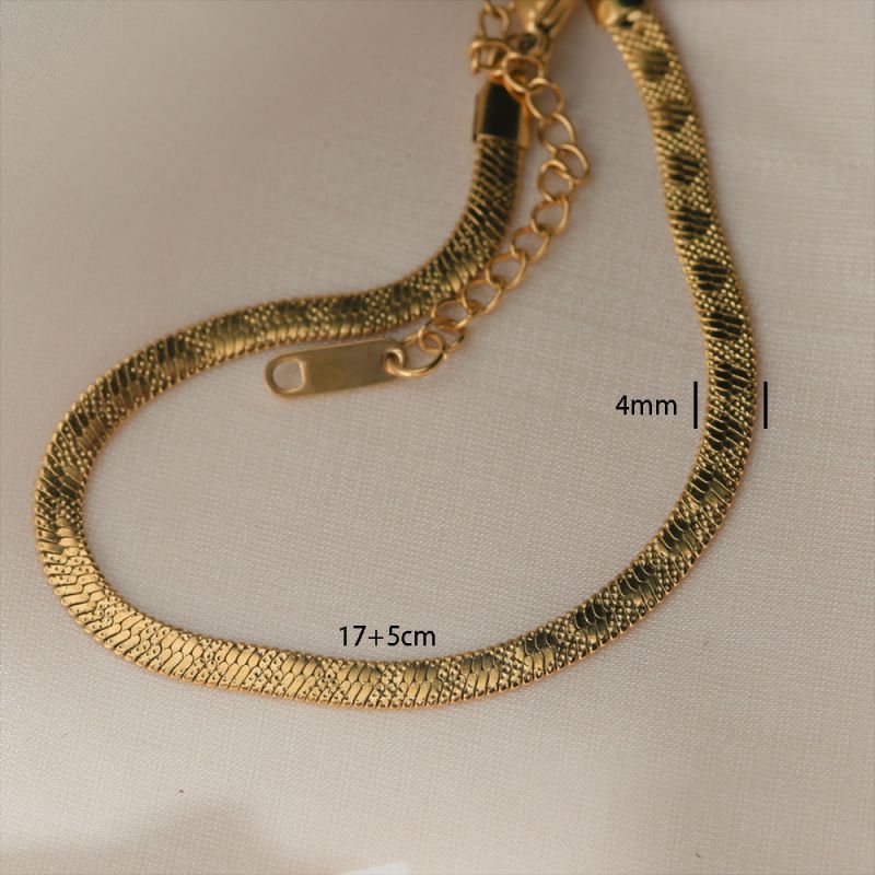 Bracelet 1# Stainless Steel Gold-plated Plain Chain Bracelet Set