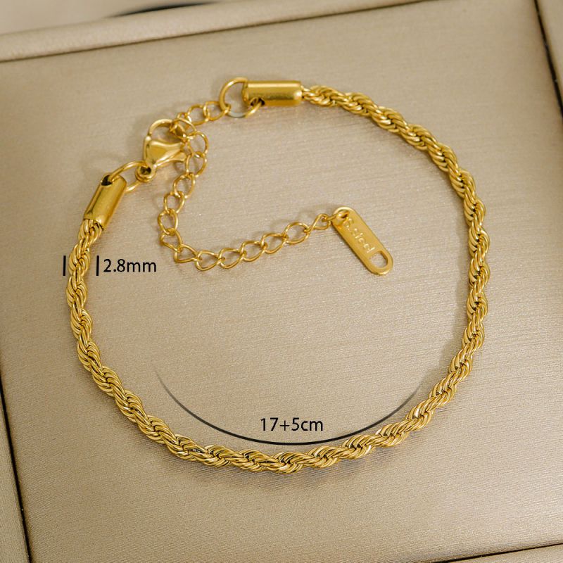 Bracelet 1# Stainless Steel Gold-plated Plain Chain Bracelet Set