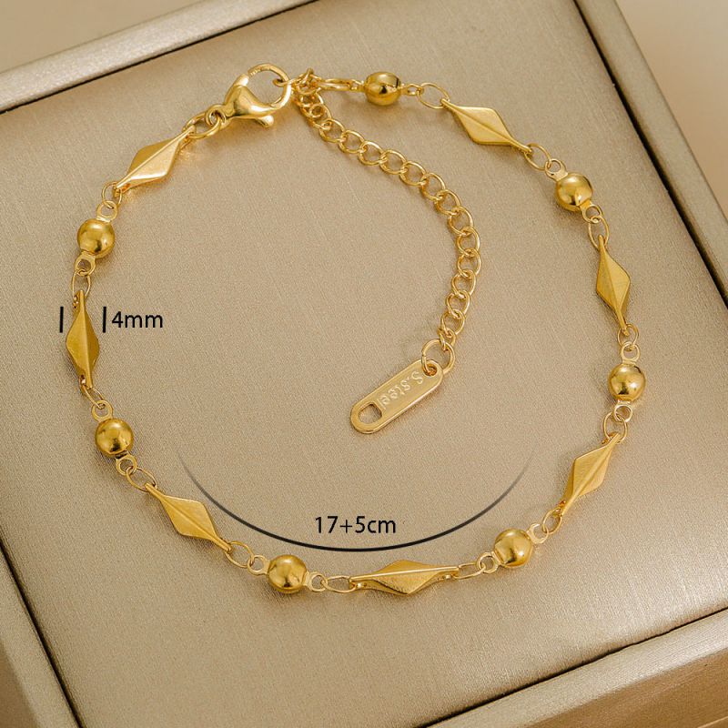 Bracelet 1# Stainless Steel Gold-plated Plain Chain Bracelet Set
