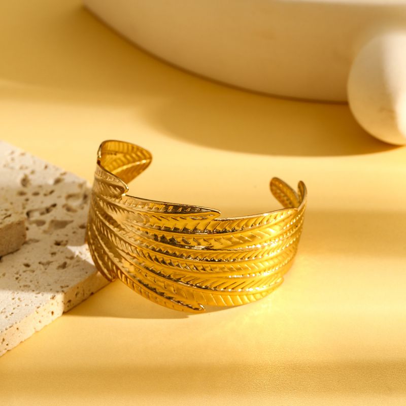 Bracelet 1# Stainless Steel Pleated Round Bracelet