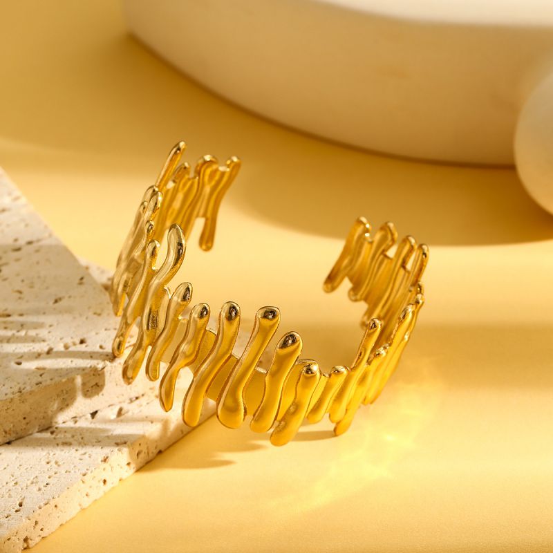 Bracelet 1# Stainless Steel Pleated Round Bracelet