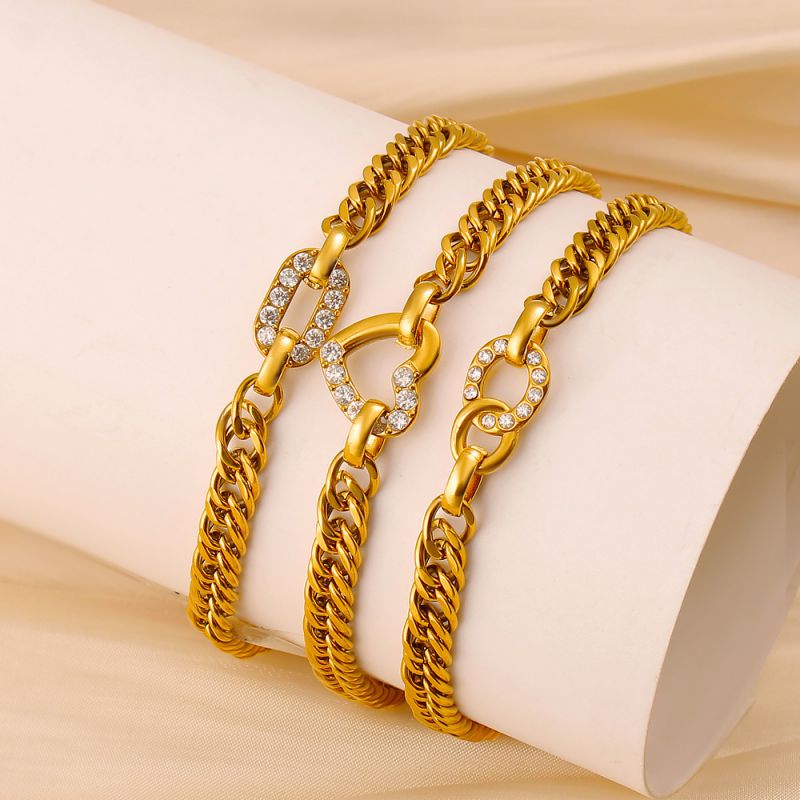 Bracelet #1 Titanium Steel Diamond-encrusted Heart Bracelet