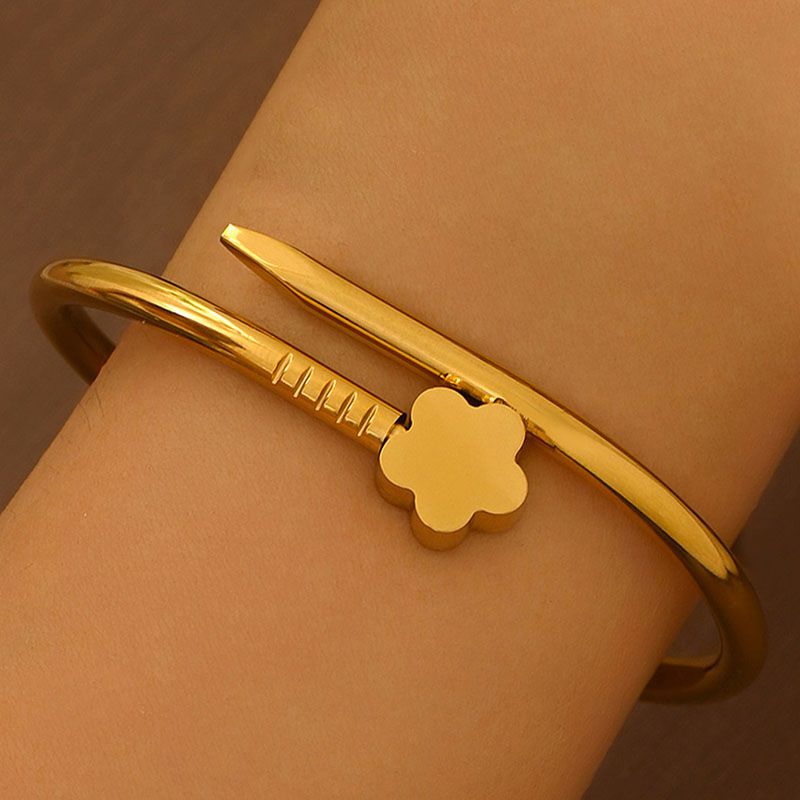 Bracelet 1# Titanium Steel Round Bracelet Set With Diamonds