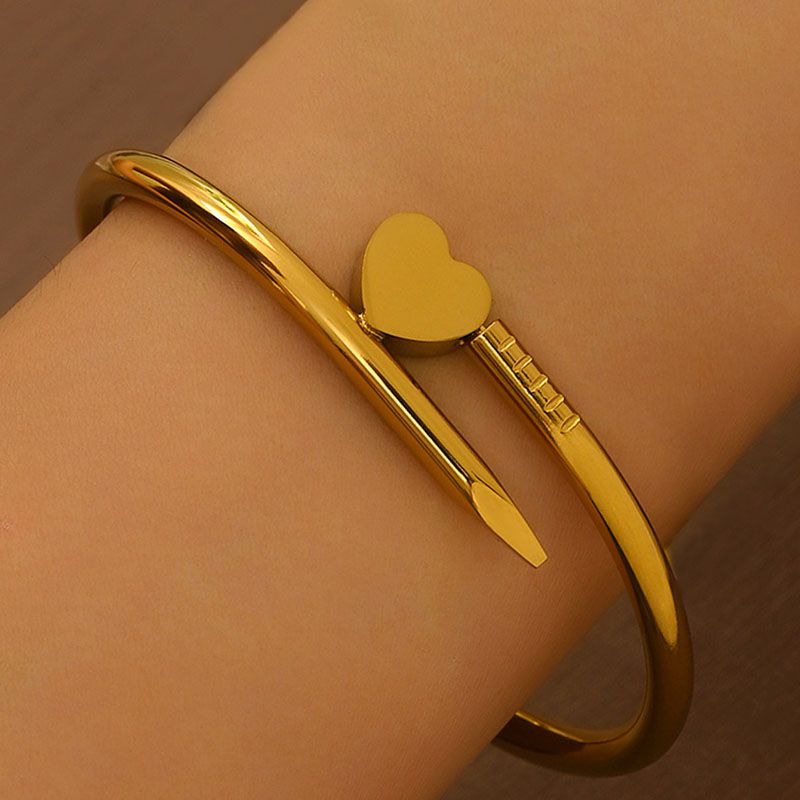 Bracelet 1# Titanium Steel Round Bracelet Set With Diamonds