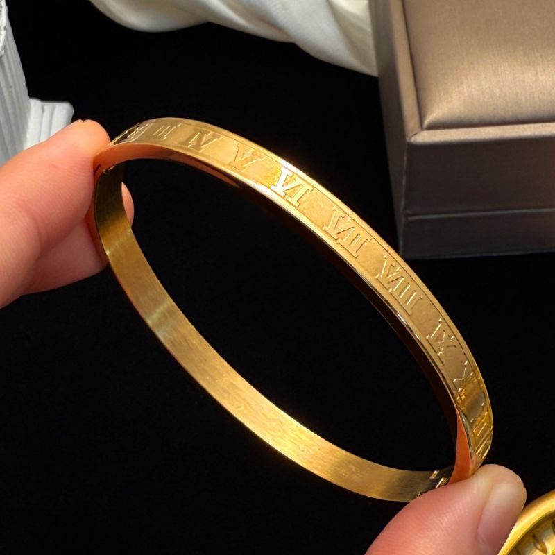 Bracelet 1# Titanium Steel Round Bracelet Set With Diamonds